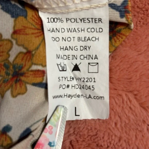 Hayden LA Floral Smocked Waist Boho Peplum Blouse Size Large - Picture 3 of 8